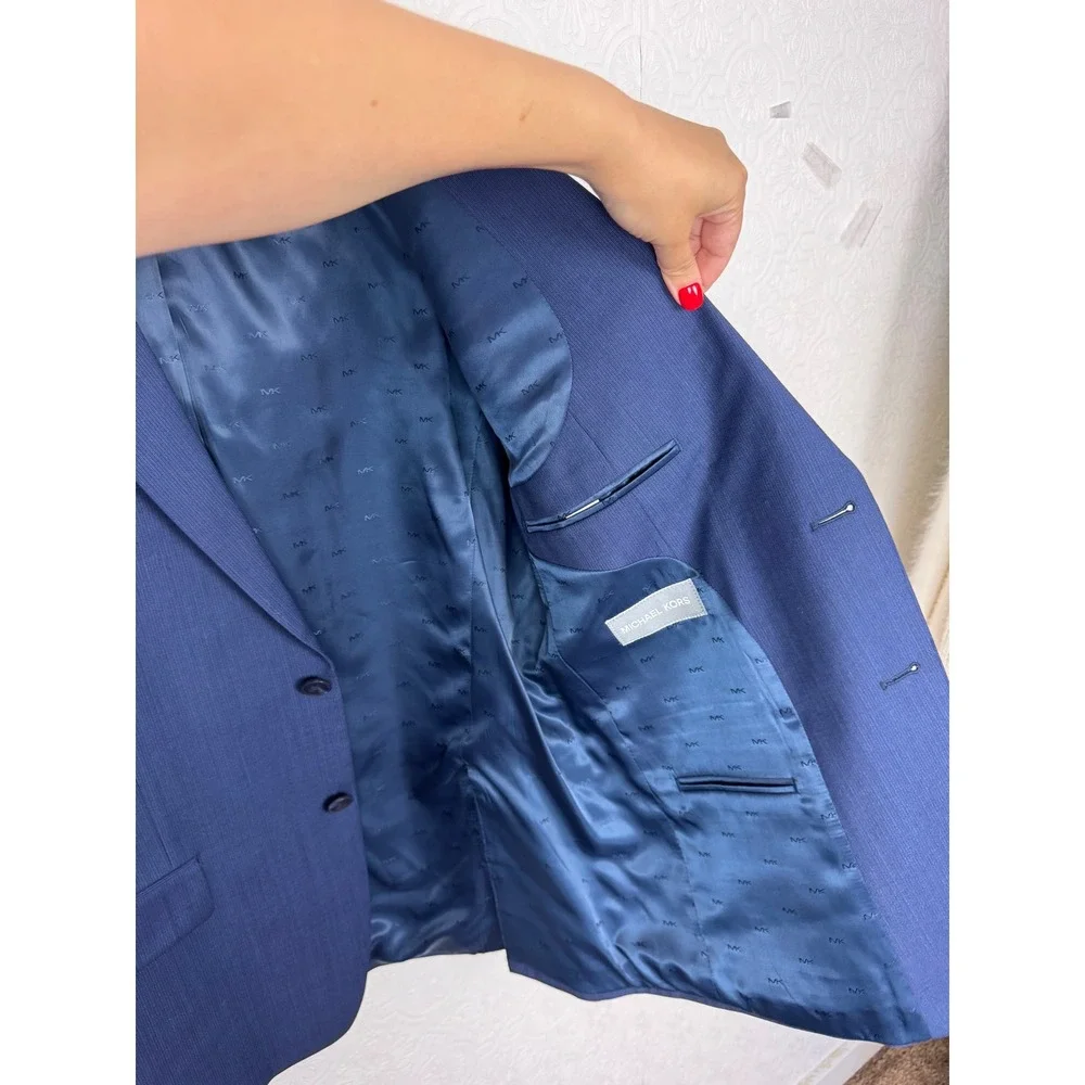 Michael Kors Mens Blue Wool Blend 2 Button Blazer‎ Sport Coat Jacket 40R 40 R